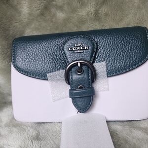 Coach Dark Teal Leather Clutch
